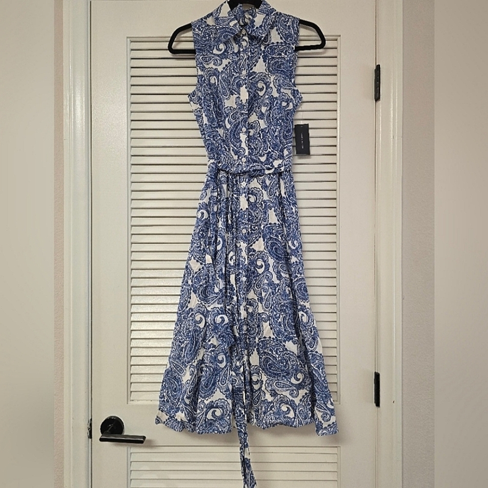 Tommy Hilfiger - (NWT) Hudson Paisley Midi Shirt Dress With Linen Cotton Belt